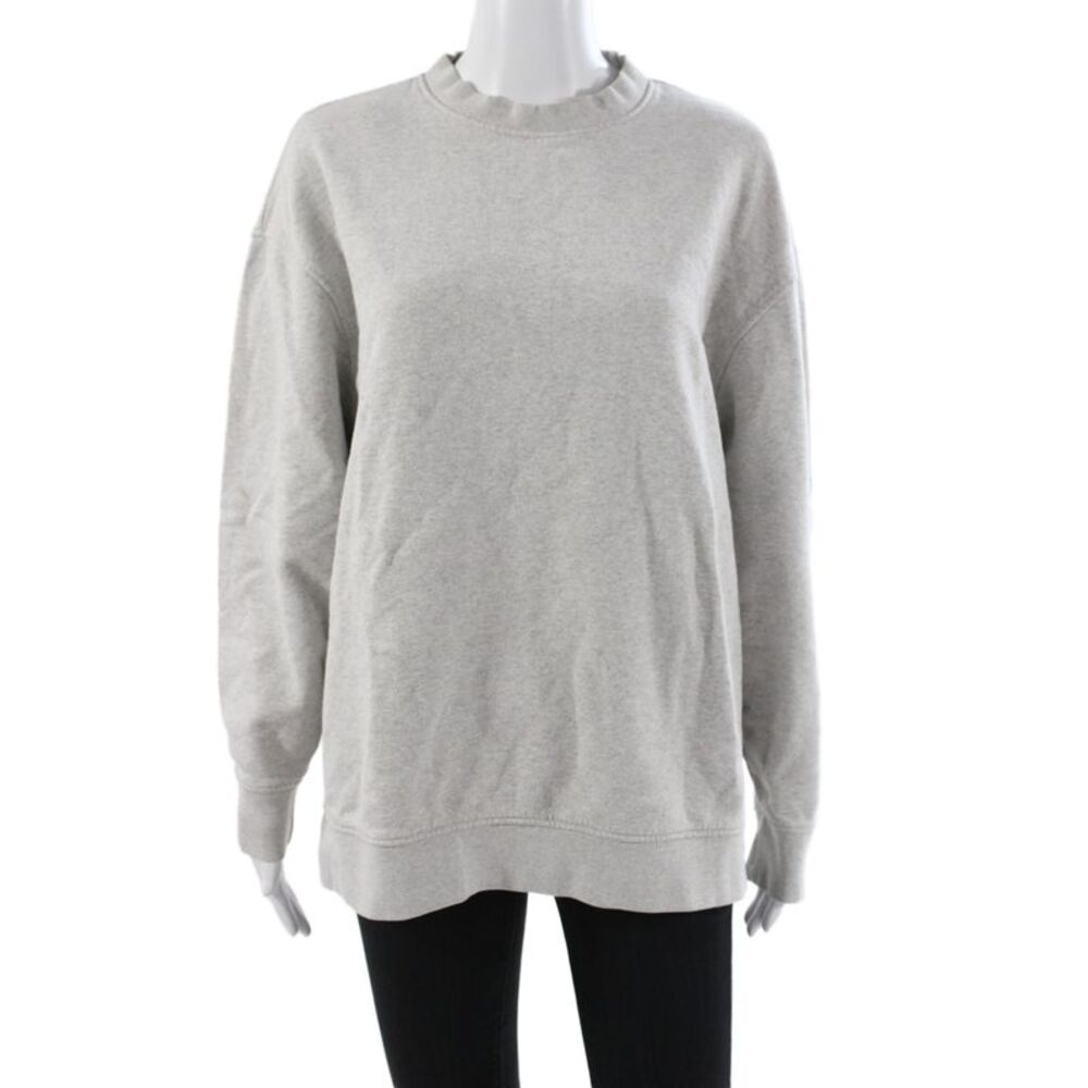 Mate Womens Pullover Sweatshirt Gray Cotton Crew Neck Long Sleeve Size XS